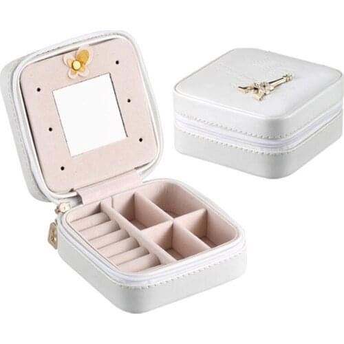 Jewelry Casket Cosmetic Storage Box Makeup Packing Organizer Multi-function Earrings Ring Container Case Portable Leather travel