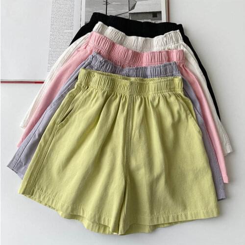 New Korean Fashion High Waist Shorts Women Candy Colors Streetwear Casual Beach Wide Leg Summer Shorts Trousers Hotpants C7457
