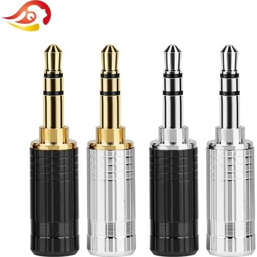 QYFANG 3.5mm Earphone Plug 3 Pole Stereo Audio Jack Gold/Rhodium Plated 6.0mm Wire Hole Adapter Headset Soldering Line Connector