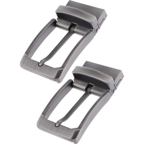 Alloy Reversible Belt Buckle Replacement - Pack of 2 - Single Prong Rectangular Pin Belt Buckle for 1.3-1.34 inch Strap