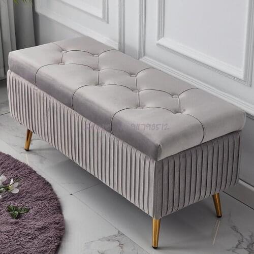 Clothing store fitting room storage stool sofa stool rectangular storage stool bed end cabinet stool can sit Nordic shoe changin