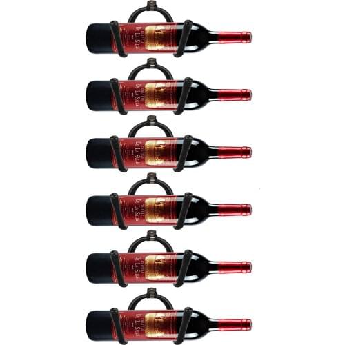 AUXPhome Universal Metal Wall Wine Rack - Adjustable Wall Mounted Wine Rack Glass Holder - Holds 6 Bottles, Black