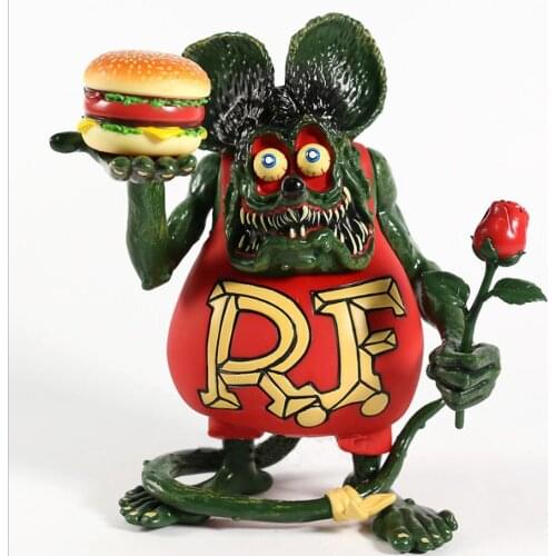 In New boxed Cartoon Rat Fink Hamburger & Rose PVC Movable Collection of Toy and Doll Gifts 21cm