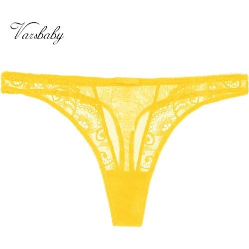 Varsbaby Sexy Hollow-Out Lace Low-Rise Thongs Breathable Underwear ultra-thin panties S-XXL