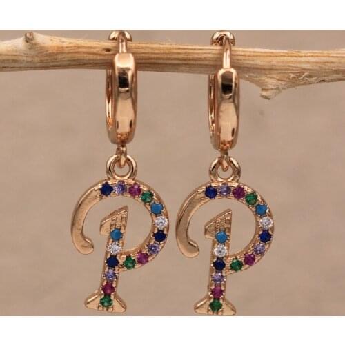 Dangle Drop Earrings Rainbow Zirconia Gold Plated Copper Earring For Women Fashion Jewelry Accessories Wedding Anniversary