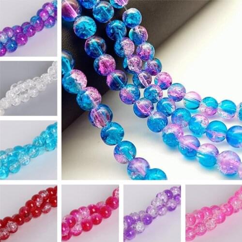 Hight Quality 6/8mm 10mm Two-Tone Color Round Glass Crackle Beads Loose Spacer Beads For Jewelry Making DIY Bracelet & Necklace