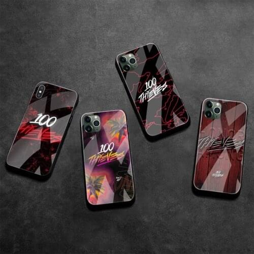 YJZFDYRM game team 100 Thieves Custom Soft Phone Case Tempered Glass For iPhone 11 Pro XR XS MAX 8 X 7 6S 6 Plus SE 2020 case
