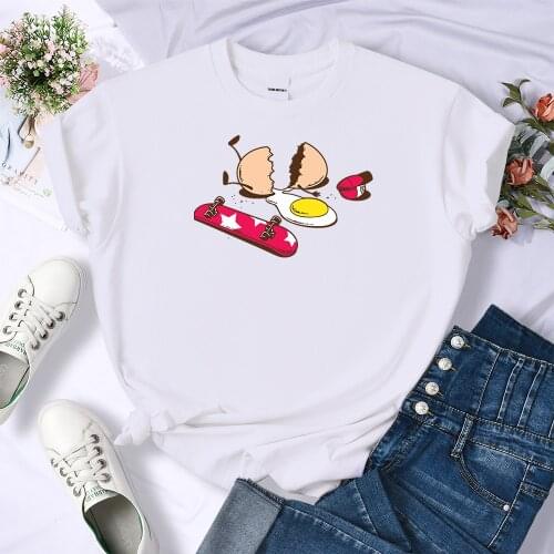 Naughty Broken Egg Harajuku Print Womens Tshirt Vintage Loose Clothes New Style T Shirts Fashion Crewneck T-Shirts Loose Tops