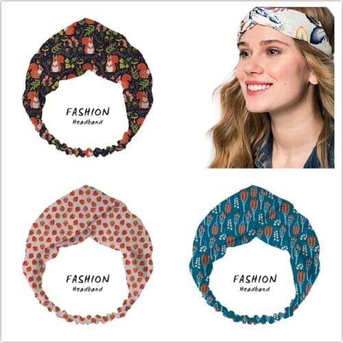 2021 Women Girls four seasons Hair Bands Squirrel Print Headbands Turban Bandage Bandanas HairBands Hair Accessories Headwrap