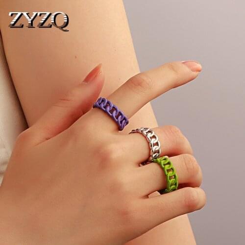 ZYZQ Summer Colorful Geometric Twist Chain Ring Candy Colors Irregular Opening Rings for Women Party Round Finger Jewelry