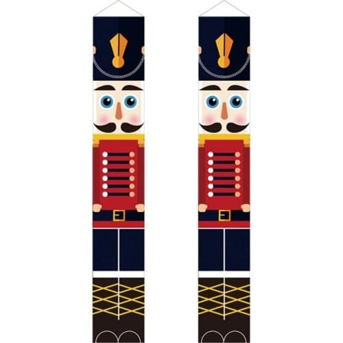 1Pcs Christmas Decor Nutcracker Soldier Banner For Home Merry Christmas Door Hanging Banner Decoration Happy New Year Ornament