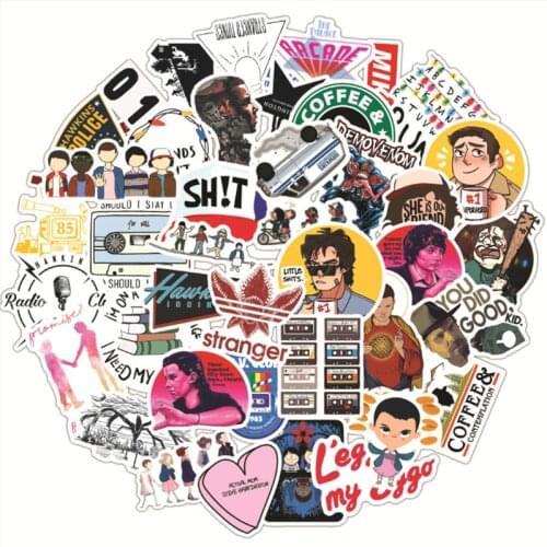 10/30/50 PCS Animated Characters Stranger Things Motorcycle Car Waterproof Trolley Case Sticker Toy Decoration Wholesale