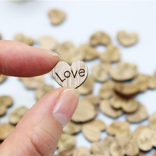 100pcs Love Heart Shape Wood Wooden Craft for Wedding Table Home Decor DIY Birthday Decoration Party Favor Scrapbooking