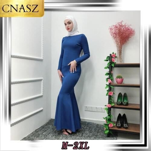 2019 Muslim Dubai Turkish Style Fashion Fishtail Dress Slim Abayas Long Sleeve Dress Islamic Clothing For Women