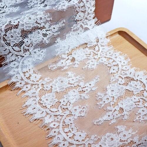 3 Meter/Lot 17cm Width Black White Eyelashes Lace Trim Fabric Flower DIY Craft Wedding Dress Clothing Bra lace material Handmade