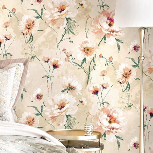 Occident Pastoral Florals Pattern 3D Non Woven Wallpaper Gray Color Living Room Bedroom Background Wall Paper Home Decoration