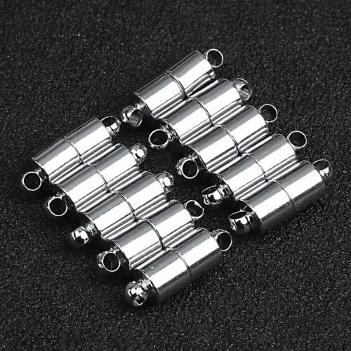 5-10 Sets Round Strong Magnetic Clasps Fit Bracelets Necklace Rhodium End Clasp Connectors for Makings Leather Bracelet Jewelry