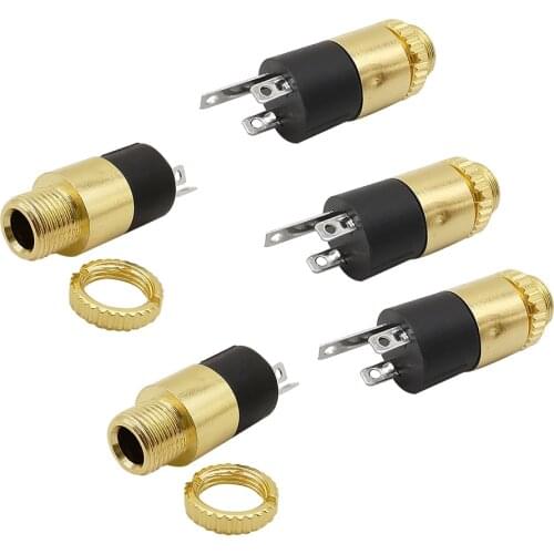 5Pcs Gold-Plated PJ-392 3.5mm Stereo Headphone Female Jack Socket With Screw PJ392 3.5mm Audio Video Jack Socket Plug Connector