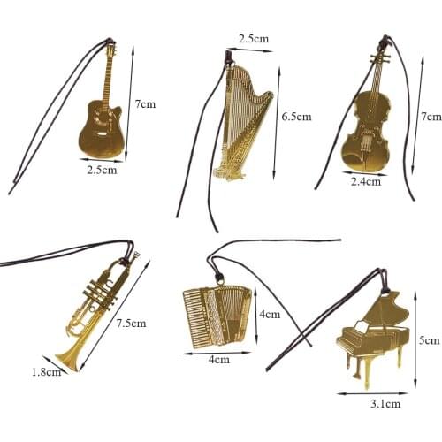50 Pcs/lot Creative Kawaii Piano Guitar Trumpet Designs Golden Metal Music Bookmarks For Book Holder Gift School Supplies