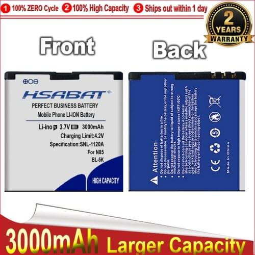 HSABAT Battery for Nokia N85 N86 N87 8MP 701 X7 C7 C7-00 C7 X7-00 2610S T7 2350mAh BL-5K free shipping+tracking number