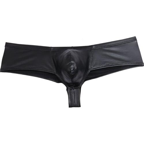 Smooth Leather Sexy Charming Bikini Mens Underwear Boxer Shorts Fashion Protruding Pouch Male Underwear Underpants Men Boxers