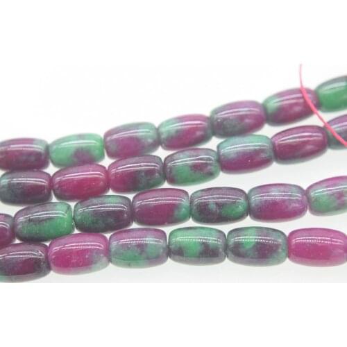 Loose beads red blue jade pillar 12*8mm 15" for DIY jewelry making FPPJ wholesale beads nature gem stone