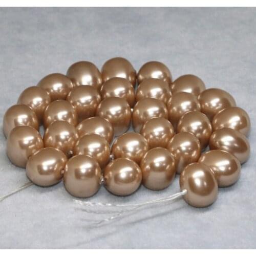 Wholesale champagne natural shell pearl 13*15mm oval high grade elegant women gift loose jewelry making beads 15inch B2272