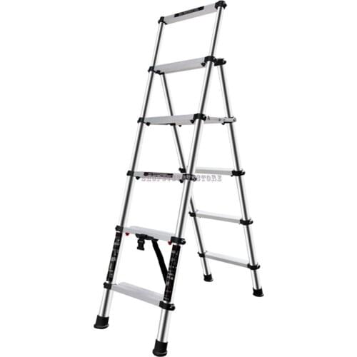 Household aluminum alloy telescopic ladder thickened lifting contraction folding ladder portable herringbone ladder five-step la