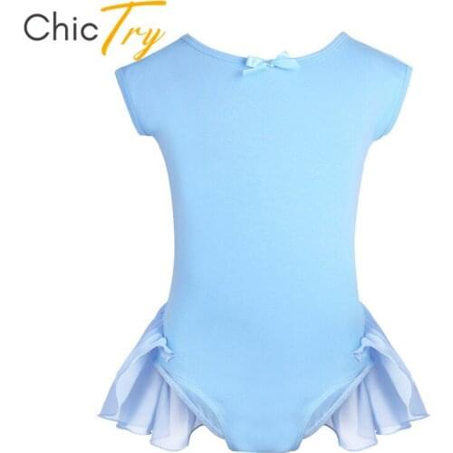 ChicTry Children Girls Cotton Chiffon Raglan Cap Sleeves Ballet Tutu Gymnastics Ballet Leotard Bodysuit Kids Stage Dance Costume