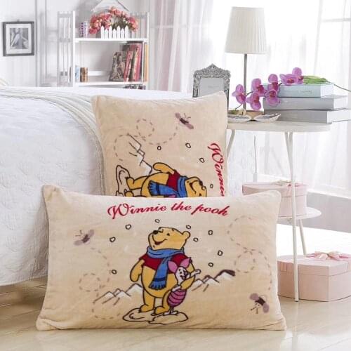 Disney Flannel Pillowcases 1piece Cartoon Winnie the Pooh yellow Pillow Cover for kids Decorative PillowsCase 48x74cm hot sale