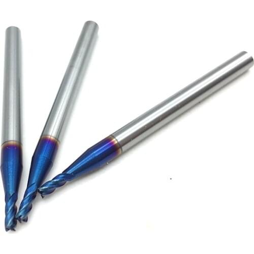 1PC 2mm End Mill HRC65 4 Flute D2*6*4*50 50mm Long Fattened End Mills Straight Slim Shank nACo-Blue Coated Milling Cutter