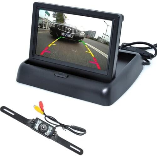 7LED night backup camera + 4.3"LCD Car Foldable Monitor Parking Assistance Universal Car CCD Rear View reverse Camera