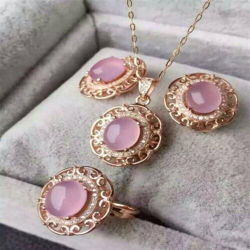 KJJEAXCMY boutique jewels S925 silver inlay white gold rose gold hibiscus crystal female set oval