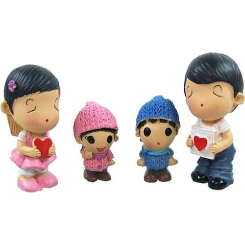 Creative Plastic Wedding Dolls 1:12 Diy Handmade Doll House Accessories Happy FamilyOf 4 Furnishing articles