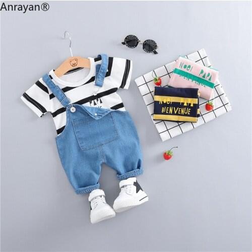 Summer Baby Girls Boys Clothing Toddler Casual Fashion Infant Clothes T Shirt Straps Shorts 2Ptcs/Ses Kids Children Costume Suit