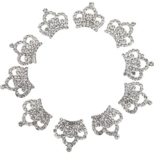 Hot 10pcs Crystal Diamante Crown DIY Flatback Buttons Wedding Dress Decoration Accessories Embellishments Crafts