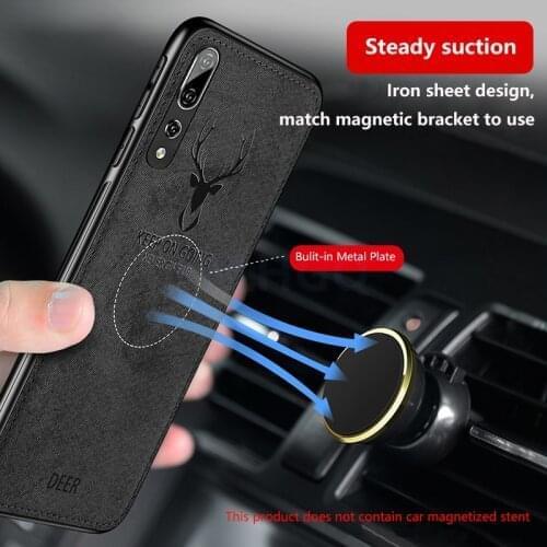 Built-in Magnet Case For Huawei Y6 Y7 P20 P30 Pro P smart plus 2019 Honor 10i 20i 8C 8X 10 9 8 lite 7C Soft Cloth Back Covers