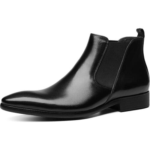 Oein Winter New Big Size Handmade Men Boots Vintage British Genuine Leather Dress Shoes Business Work Ankle Chelsea Boots