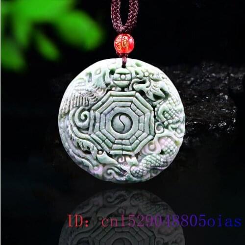 Jade Dragon Phoenix Pendant Carved Natural Necklace Amulet Chinese Gifts Jewelry Gemstone Charm Fashion Women Accessories