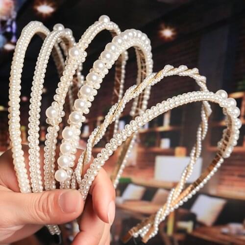 Elegant Big Simulation Pearls Hair Hoop Headband Hair Bands for Women Headwear Pearl Beads Hairband Hair Accessories