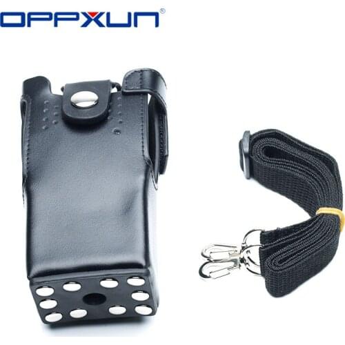 OPPXUN For Motorola Radio GP328 Leather Carrying Case Bag Holder With Belt Strap GP340 GP360 GP380 Walkie Talkie Carrying Case