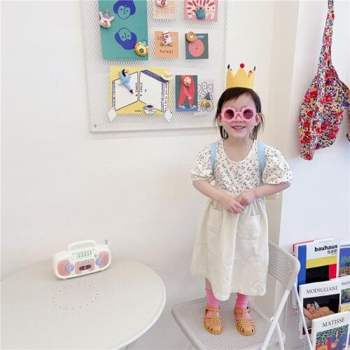 Baby Girls Casual T-shirts 2021 New Summer Cherry Print Tops for Girl Korean Fashion Children Puff Sleeve Tees Princess T-shirt