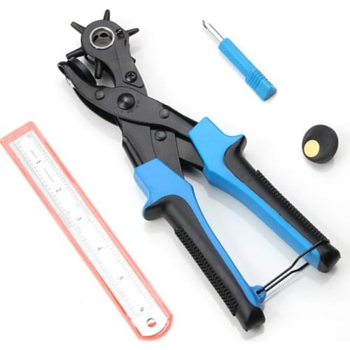 Leather Belt Hole Punch Plier Eyelet Puncher Revolve Sewing Machine Bag Setter Tool Watchband Strap Household leathercraft
