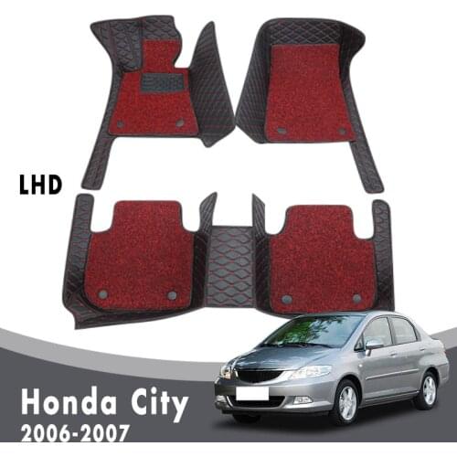 Luxury Double Layer Wire Loop Car Floor Mats Carpets For Honda City 2007 2006 Auto Interior Accessories Leather Waterproof Rugs