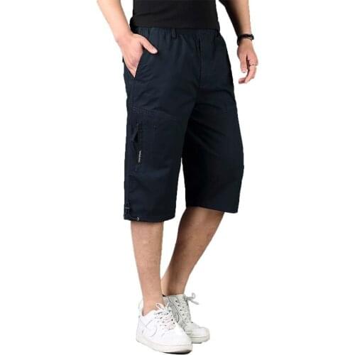 Summer Beach Short Men Cargo Shorts Cotton Wide Leg Loose Baggy Boardshorts Elastic Waist Drawstring Pocket Plus Size XL-6XL