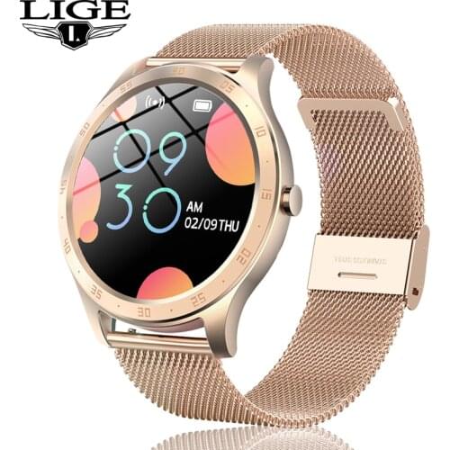 LIGE New Women Smart Watch Woman Fashion Watch Heart Rate Sleep Monitoring For Android IOS IP67 Waterproof Ladies Smartwatch+Box