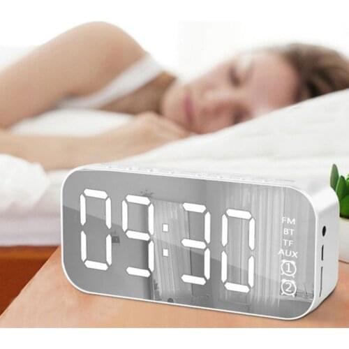 Led Mirror Alarm Clock Watch Table Digital Clock Multifunction Wireless 5.0 Bluetooth Music Player Fm Hand-free Call Table Decor