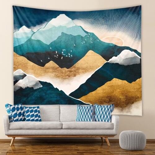 Trippy Landscape Wall Tapestry Abstract Japan Tree Mountain Carpet Mandala Sunset Hippie Boho Home Wall Decor Bedroom Decoration