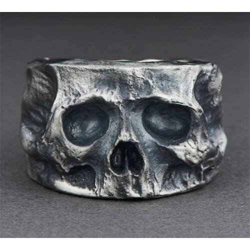 Unique Mens Black Stainless Steel Skull Ring Punk Motorcycle Rider Ring Mens Party Jewelry Gift