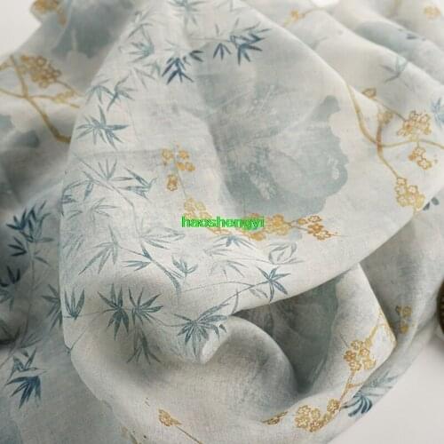 High-end designer ramie printing fabric, Chinese style Hanfu dress and cheongsam garment fabric